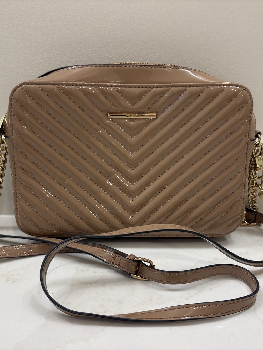 ALDO Brown Quilted Crossbody Bag